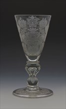 Christiaan Prysler?, Chalice, engraved with weapon polder Cool and city arms of Rotterdam and Van Cool, Rotterdam, Anno 1725