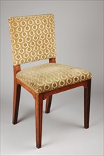 Simple elm wood straight chair, straight-seat chair furniture furniture interior design wood elm velvet, Moss green velor
