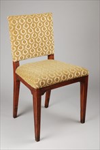 Simple elm wood straight chair, upright chair seat furniture furniture interior design wood elmwood velvet, Moss green velor