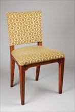 Simple elm wood straight chair, upright chair seat furniture furniture interior design wood elm wood velvet, Moss green velor