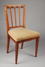 Egg-wood Louis Seize chair, chair furniture furniture interior design wood elmwood velvet, Three bars in the back above garlands