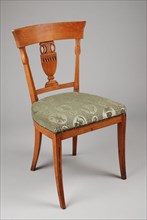 Egret Empire chair, chair furniture furniture interior design wood elm wood velor, Vase in the back leaf lotus in back style