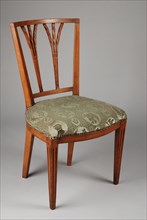 Egg-wood Louis Seize chair, chair furniture furniture interior design wood elm wood velvet, Ears of corn in the back light green