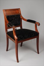 Mahogany straight Empire armchair, armchair chair seating furniture interior furniture wood mahogany oak brass velvet, veneered