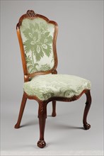 Mahogany rococo chair, chair seating furniture interior furniture wood mahogany velvet, Seat and backrest covered with light