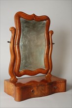 Mahogany Biedermeier counter mirror, interior mirror wood mahogany oak wood glass 74,0, Polished oak mahogany veneered mirror