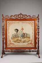 Rosewood neo-rococo fire screen or folding screen, fire screen fire screen folding screen furniture wood rosewood glass textile