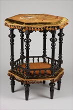 Six-angled black polished neo baroque coffee table, coffee table table furniture interior design wood beech wood? silk