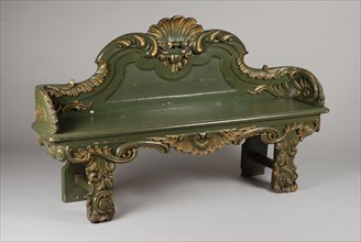Rococo corridor bench, sofa furniture furniture interior design wood oak wood coniferous paint, Green painted with golden