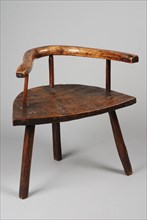 Oak chair, chair furniture furniture interior design oak wood without wood, Semi-circular seat and backrest on three legs