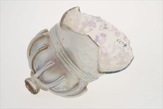 Fragment of stem and calyx of goblet in façon de Venise style, drinking glass drinking utensils tableware holder fragment soil