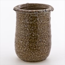 Stoneware ointment jar, cylindrical with edge, salt glaze, ointment jar pot holder soil find ceramic stoneware glaze salt glaze