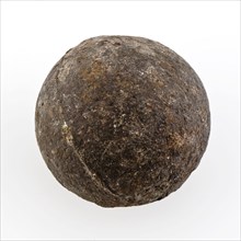 Small iron cannon ball, lump and casting seam, cannonball projectile cast iron metal, cast Small iron cannonball Clear casting