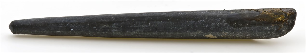Fragment of slate griffel, writing pen, griffel writing pen soil find slate stone, sawn cut Fragment slate slate.