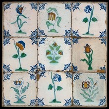 Tile field, three high, three wide, flower tiles polychronic, tile field wall tile tile footage ceramic earthenware glaze wood