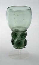 Fragment of part of the foot and of the soil, trunk and calyx of the roemer, roemer wineglass drinking glass drinking utensils
