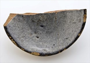 Fragment of small faience bin, internal white glazed, bin holder fragment earthenware pottery earthenware enamel tasting glaze