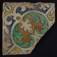 wall tile tile sculpture soil find ceramic pottery glaze, baked 2x glazed painted Multicolored: blue pull; green yellow brown