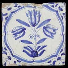 Flower tiling with three-tier in braces, blue decor on white ground, angle filling voluten, wall tile tile sculpture ceramic