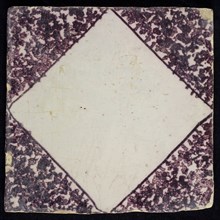 Ornament tile with blank squared and dotted decor, purple on white background, wall tile tile material ceramic earthenware