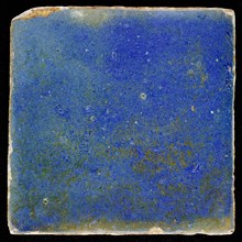 Plain blue floor tile or wall tile, wall tile? floor tile? tile sculpture ceramic earthenware glaze tin glaze, in shape made
