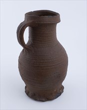 Proto stoneware drinking jug with cuff edge, jug crockery holder soil find ceramic stoneware clay engobe metal, hand-turned