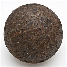 Large iron cannon ball, casting seam, cannonball ammunition cast iron metal, cast Large iron cannonball. Circumferential casting