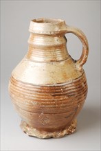 Stoneware jug with salt glaze, rad-temple decorations, pinched foot, water jug crockery holder soil find ceramic stoneware glaze