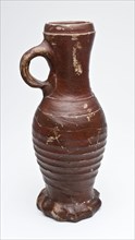 Stoneware jug on pinched foot, slim model with brown engobe, pot jug crockery holder soil find ceramic stoneware clay engobe