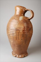 Large stoneware jug, light brown glaze, rad stamping, water jug crockery holder soil find ceramic stoneware glaze salt glaze