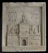 Plaster model of facing brick Oude Hoofdpoort 1720, facing brick sculpture sculpture building component model plaster, cast