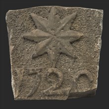 Facade stone with eight-pointed star and 1720, facing brick sculpture sculpture building component sandstone stone, sculpted
