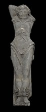 Plaster male figure as chimney cheek of chimney, in two pieces, mantelpiece chimney sculpture sculpture building component