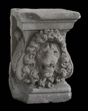 Basement with lion head, basement ornament building component sandstone stone, sculpted Basement with top and bottom rectangular