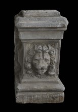 Basement with lion head, basement ornament building component sandstone stone, sculpted