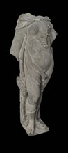 Fragment of statue of woman with longbow, Diana, facade sculpture sculpture footage building part fragment sandstone stone paint