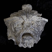 Saterkop, fragment vase Reformed Church Delfshaven, sculpture sculpture ornament stone paint, sculpted Head of satyr- or demon