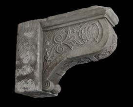 Console with leaf motifs, console construction element sandstone stone, sculpted Console with leaf motifs on the front and left