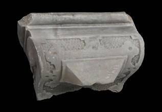 Fragment console with abstract decoration, console building element sandstone stone, kg