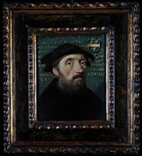 Cornelius Boekel?, Portrait of Cornelius Boekel, self-portrait? portrait painting visual material wood oil, Standing rectangular