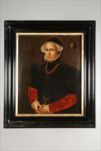 Portrait of Elisabeth Jansdr. Van Zijl, portrait painting visual material wood oil, Portrait rectangular portrait of woman