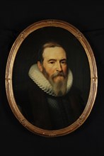 copy after: Michiel Jansz. van, Portrait of Johan van Oldenbarnevelt, portrait painting visual material wood oil, Standing