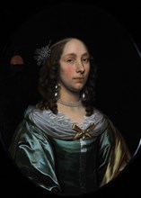 Portrait of Laurentia Visch, portrait painting footage wood oil, Oval portrait of woman representing Laurentia Visch wife of