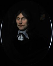 Portrait of Adriaen Prins, portrait painting visual material wood oil, Oval portrait of man representing Adriaen Prins VOC