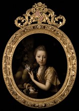 Adriaen van der Werff, Portrait of Maria van der Werff (1692-1731), portrait painting material linen oil painting, Oval portrait