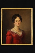 Portrait of Anna Jozina van der Pot (1792-1867), portrait painting footage wood oil, Standing rectangular portrait of woman