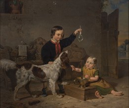 Nicolaus Montauban van Swijndregt, Portrait of Hubertus Michiel (1841-?) And Margaretha Wilhelmina (1843-1847) Montauban van
