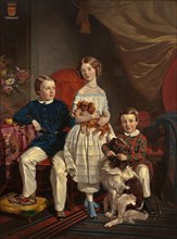 Willem Karel Frederik Travers, Portrait of three children Taudin Chabot, portrait painting footage linen oil painting wood