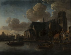 Abraham Storck, View of the Laurenskerk seen from northeast, Rotterdam, cityscape painting imagery linen oil painting wood