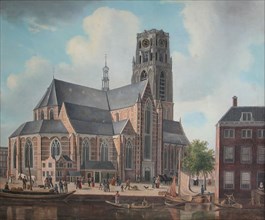 Hendrik Altmann, View of Laurenskerk seen from the Binnenrotte, Rotterdam, cityscape painting painting material linen oil paint